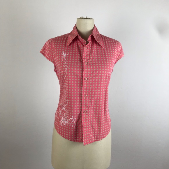 Diesel Tops - Diesel Polka Dot Short Sleeve Button Down